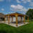 Backyard Discovery Kingsport 20' x 20' Cedar Wood Outdoor Carport with Heavy-Duty Galvanized Steel Slope Roof and PowerPort