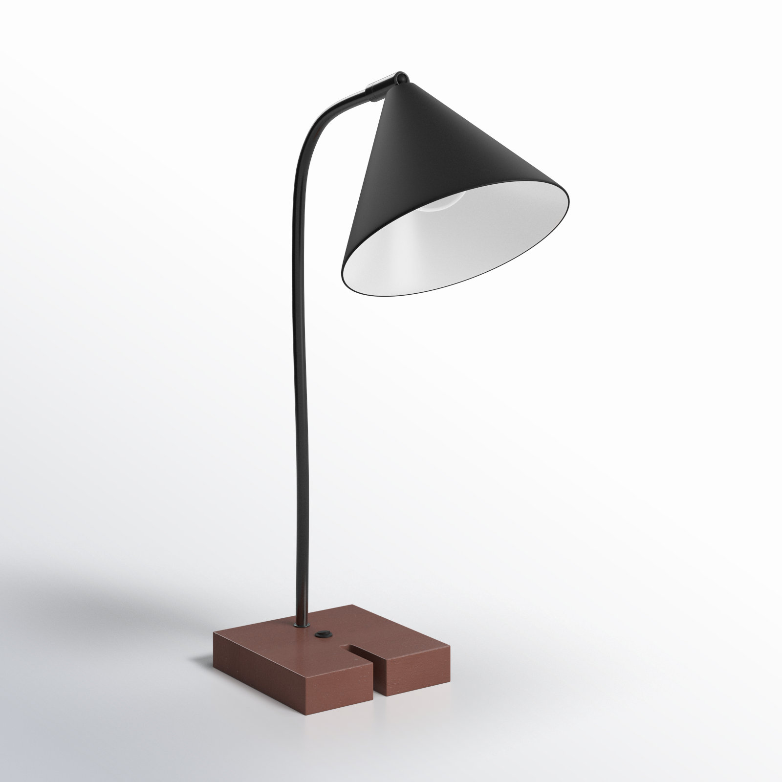 Dalli Solid Wood USB Desk Lamp, Walnut, Black