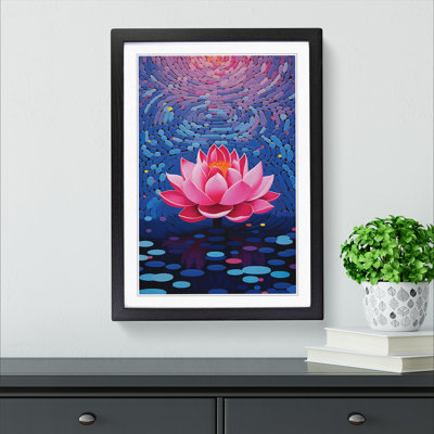XYZ-FRM-V1223-4343 Lotus Flower Op - Single Picture Frame Print on Wood