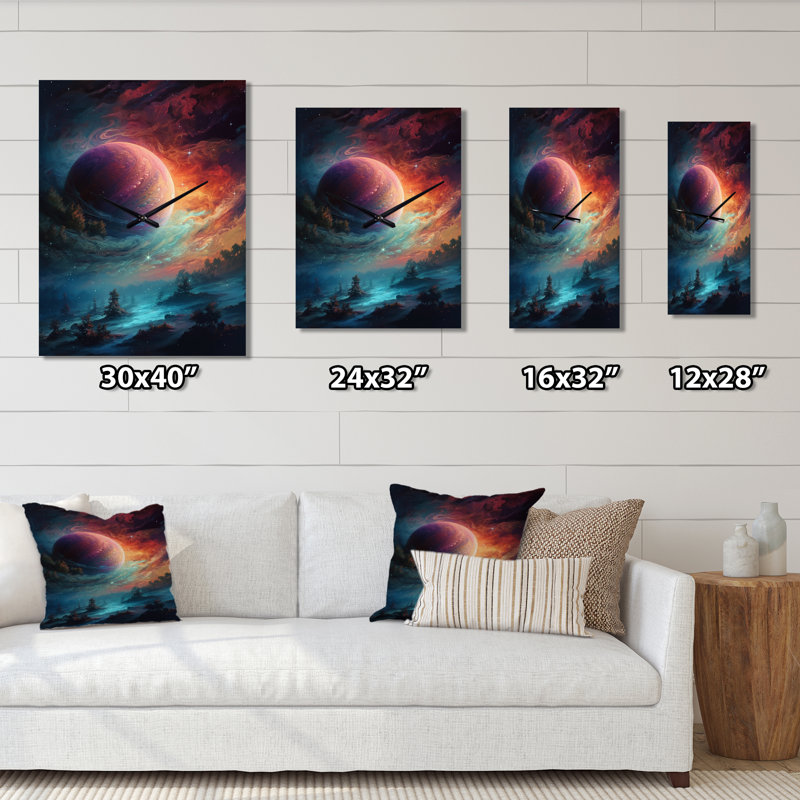 Khrystina - Space Wall Clock, 28" H x 12" W x 1" D