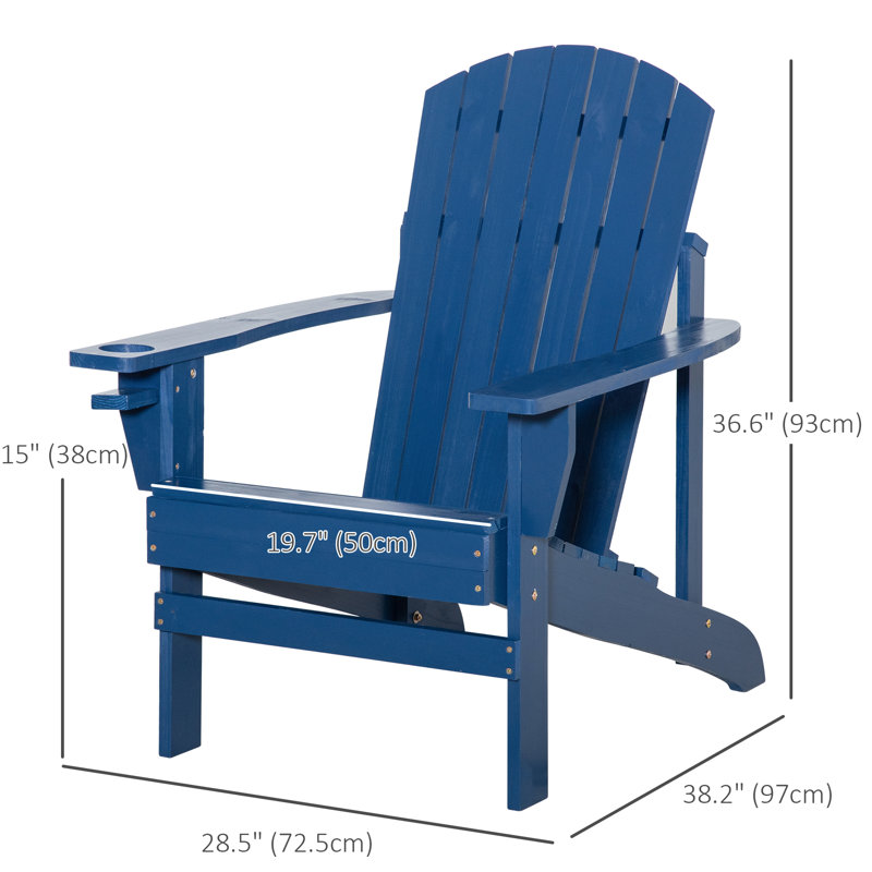 Chaise Adirondack classique en bois massif Anayla, Marine