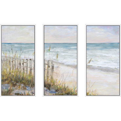 " Mist Ocean View " 3 Piece Art Oil Painting