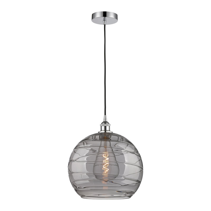 1 - Light Single Globle Pendant, 15.88" H x 13" W x 13" D, Polished Chrome, Clear