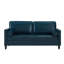 Canapé en cuir de style classique, similicuir respirant avec coussin de siège capitonné, pieds en bois massif pour le salon, bleu marine-132502631