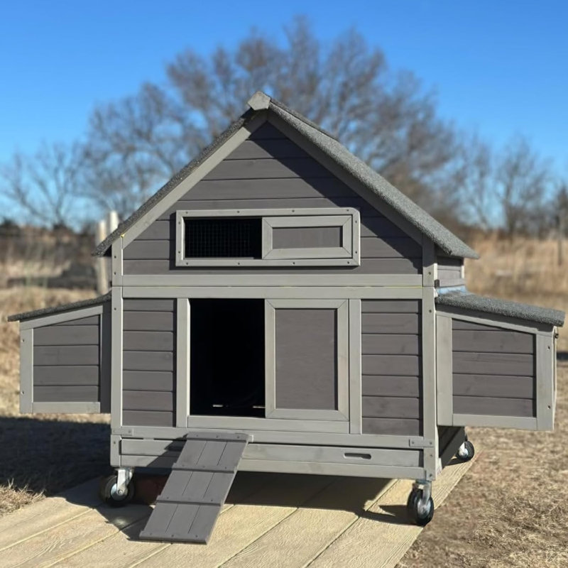 Archie & Oscar™ GUTINNEEN Large Chicken Coop On Wheels Mobile Wooden ...