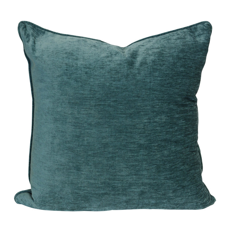 Coussin en velours froissé - bleu sarcelle - 24 po x 24 po, Sarcelle