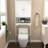 Bathroom Storage Cabinet Over Toilet, White Shelf With Adjustable Partition Board Toilet Cabinet, Wood