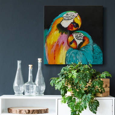 Kemry Macaw Parrot with Yellow and Blue Feathers on Canvas Photograph Ebern Designs Size: 8 H x 12 W x 1.25 D