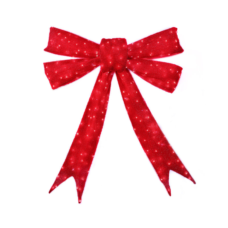 Lighted Red Bow Indoor/Outdoor Decor, 82.7" H x 47.24" W x 13.39" D