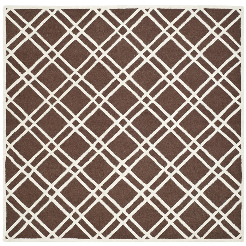 Ellicott Hand Tufted Wool Geometric Rug, Square 8'