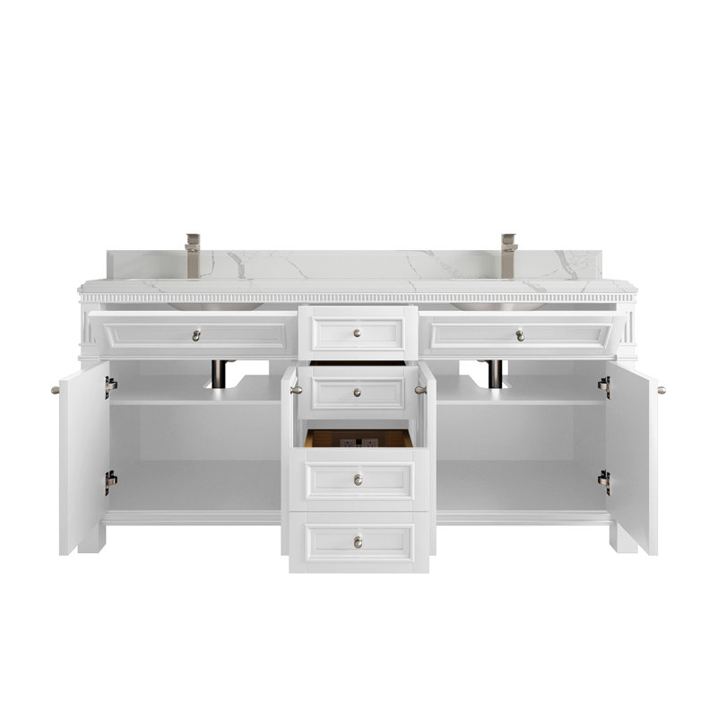 Paris 72 po X P 22 po Meuble-lavabo double D, Calacatta Laza