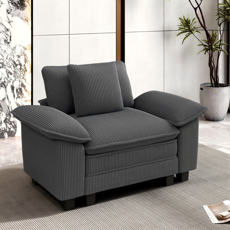Fauteuil 53,5 po Comfy Cloud Couch, Velours côtelé gris pâle