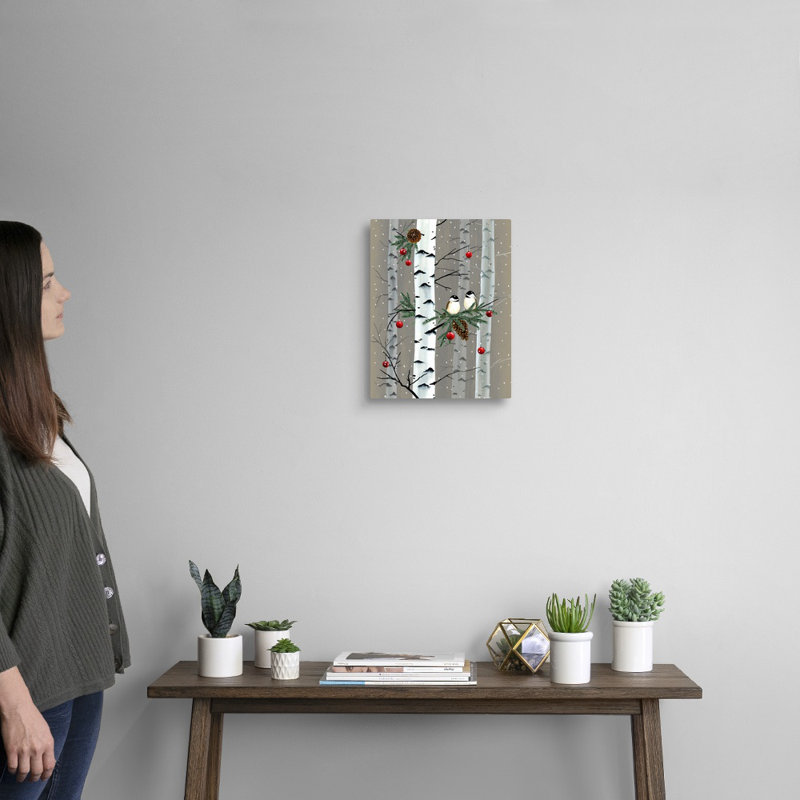 «Birch Birds I» par Grace Popp, reproduction d'art sur toile, H 14 po x l 11 po x P 1,25 po, Toile tendue