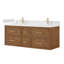 Ensemble de meuble-lavabo mural double 60 po en noyer grillé Isola-134514854-134514856