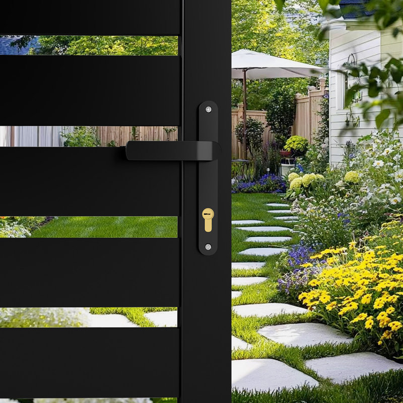 Barrière en aluminium à lattes, double barrière de jardin, À lattes, H 6 pi x l 8 pi