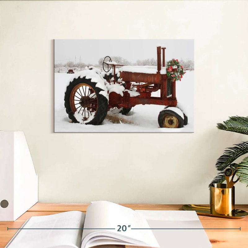 Tracteur de Noël, H 8 po x l 12 po