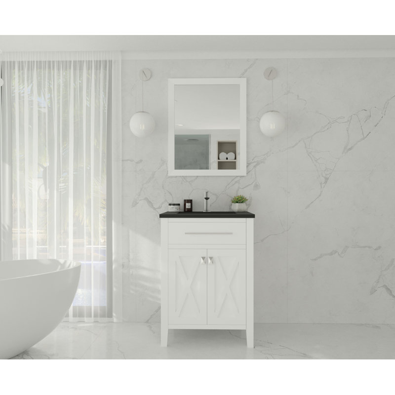 Ensemble de meuble-lavabo simple 24 po Vitiello, Quartz blanc, Blanc