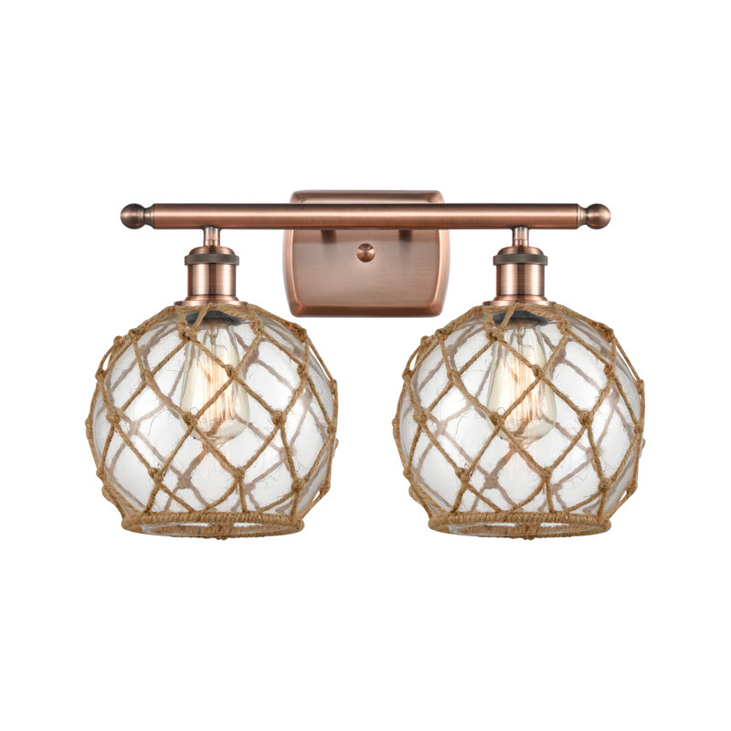 Éclairage pour salle de bain à intensité variable 2 lumières Arriola, Transparent/brun, Cuivre antique, Ampoule non incluse