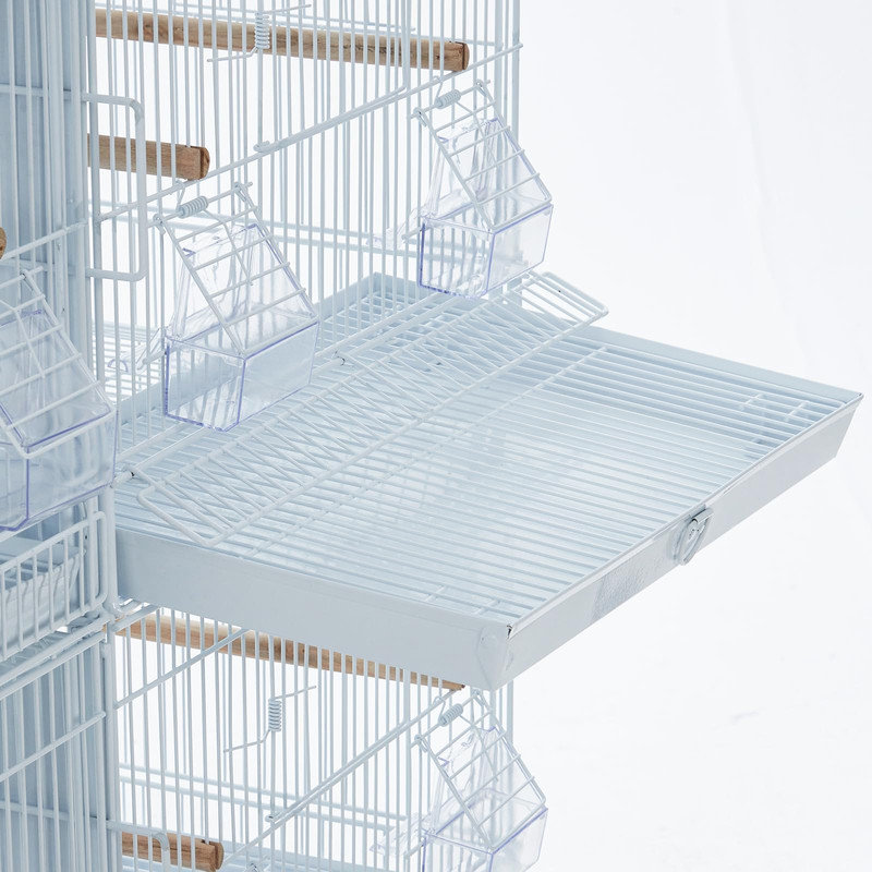 Cage à oiseaux roulante et empilable, volière à 4 niveaux avec plateaux individuels