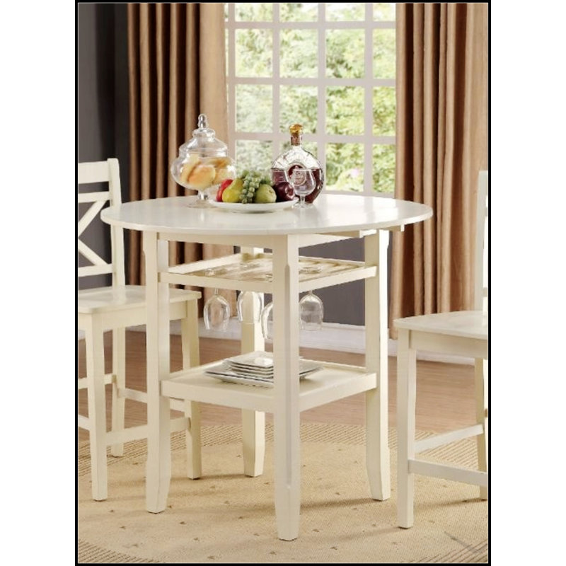 Table à hauteur de comptoir avec plateau extensible et rangement Tartys, parfaite pour les repas et les réceptions.