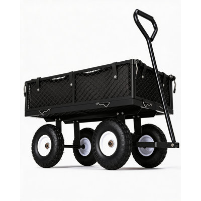 Heavy Duty Garden Cart LBS Capacity Steel Utility Wagon with All Terrain Pneumatic 400lb 1840A Black
