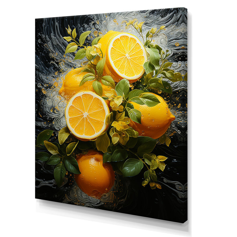 Citron agrume sérénité V - fruits, art mural, H 32 po x l 16 po x P 1 po