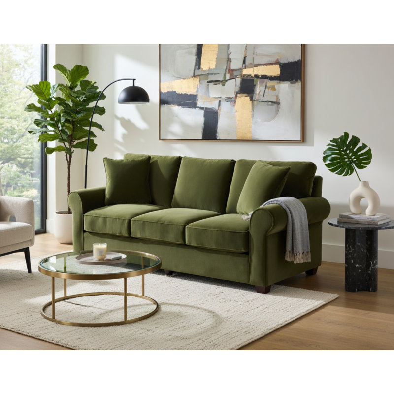 Ardmont 81'' Rolled Arm Sofa with Reversible Cushions, Forest