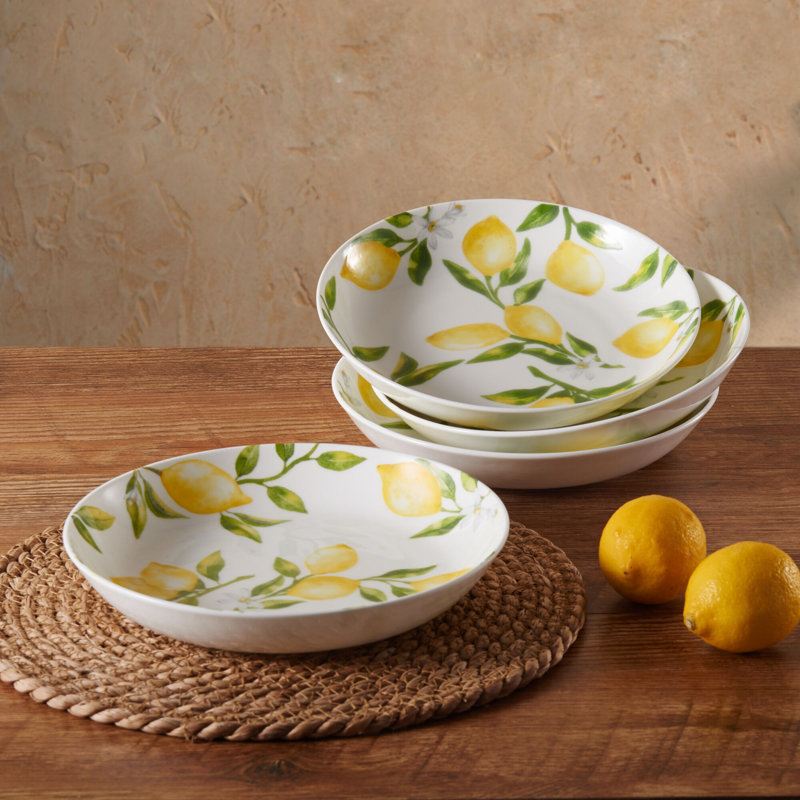 Mikasa Lemons 8.5 in Bone Chine Pasta Bowls