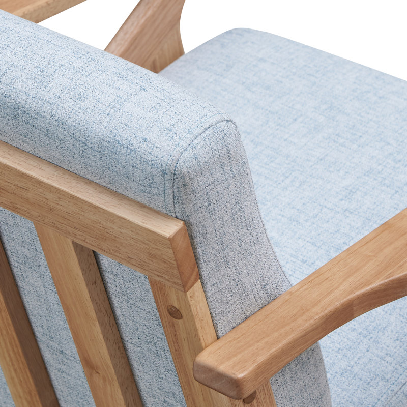 Fauteuil d'appoint Zola, Chêne, Polyester bleu clair