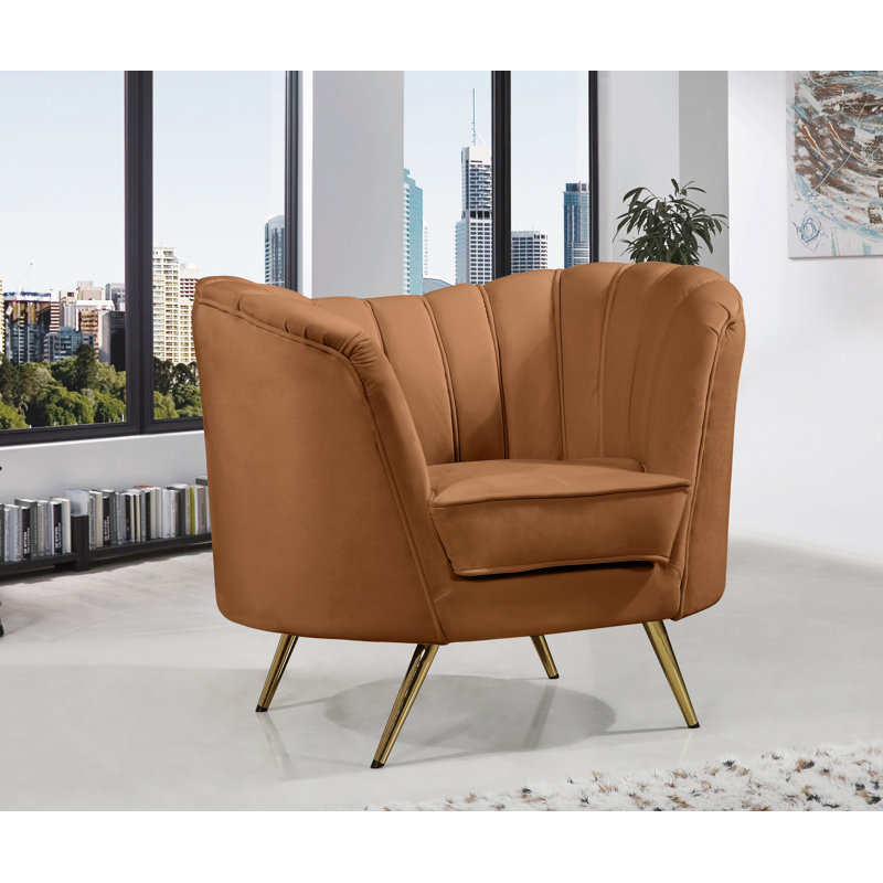 Margo 43" Wide Tufted Velvet Barrel Chair, Saddle Velvet