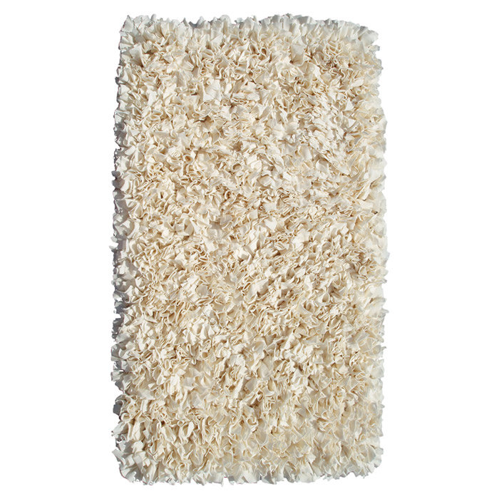Tapis décoratif en coton à poils longs fabriqué à la main, Rond 4 pi