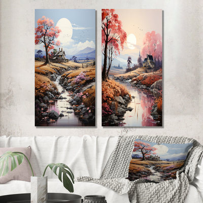 Countryside Mystic River Dreams - Countryside Canvas Art Print Set Of 2