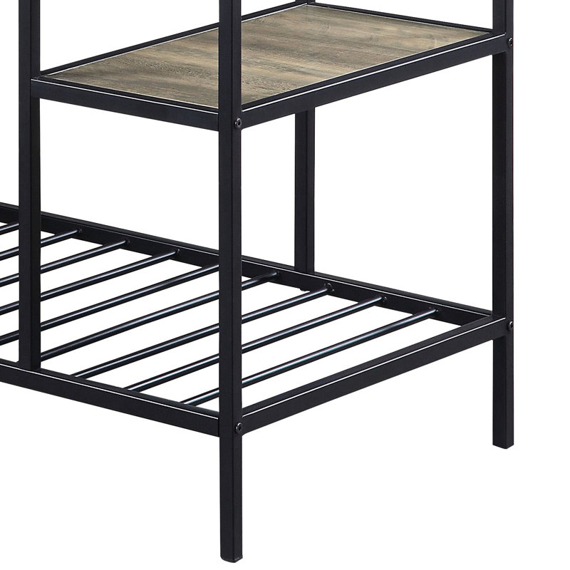 Rustic Oak And Black Kitchen Island With Robust Support - For Dining Area Use Cart Frame Room