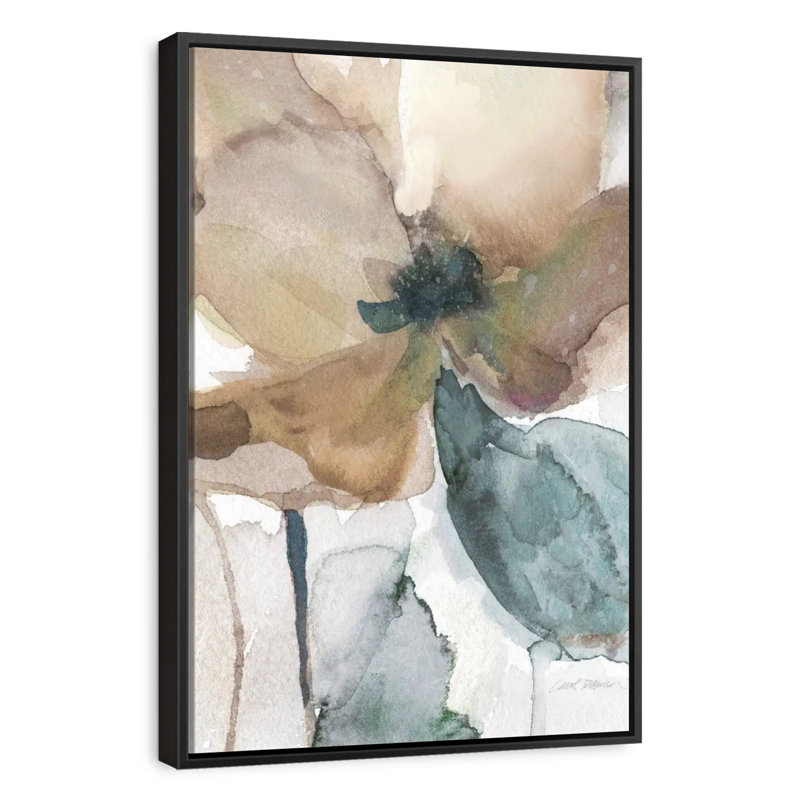 Aquarelle coquelicot I, Cadre flottant noir, 27 po x 40 po