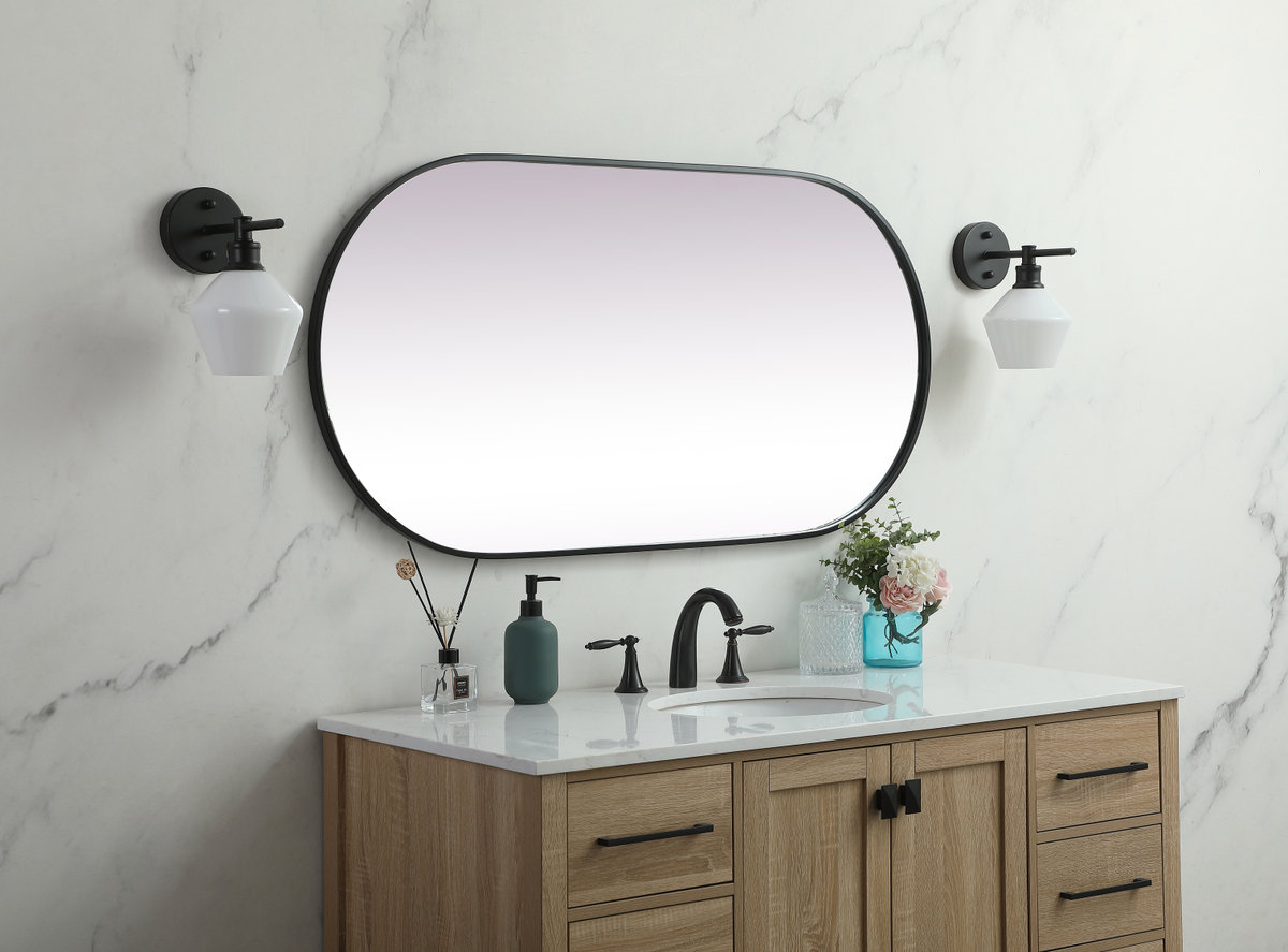 Elington Metal Oval Mirror, Black, 48"  x 24" 