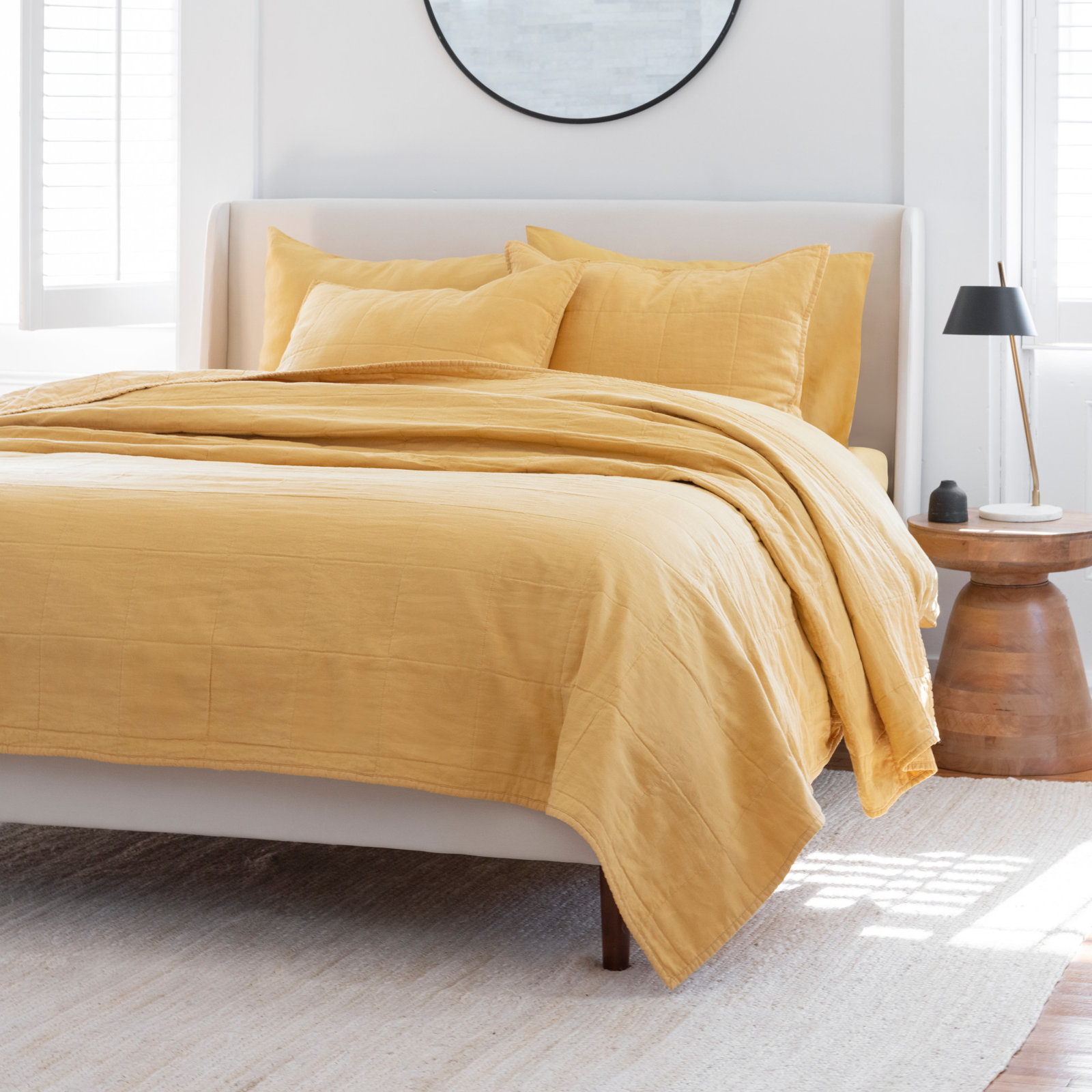 Kamau Linen Quilt Set, Full/Queen, Ochre