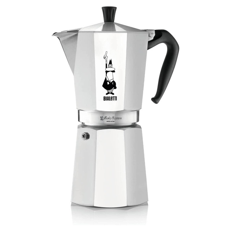 Bialetti Moka Express 18-Cups Iconic Stovetop Espresso Maker, Aluminun Silver