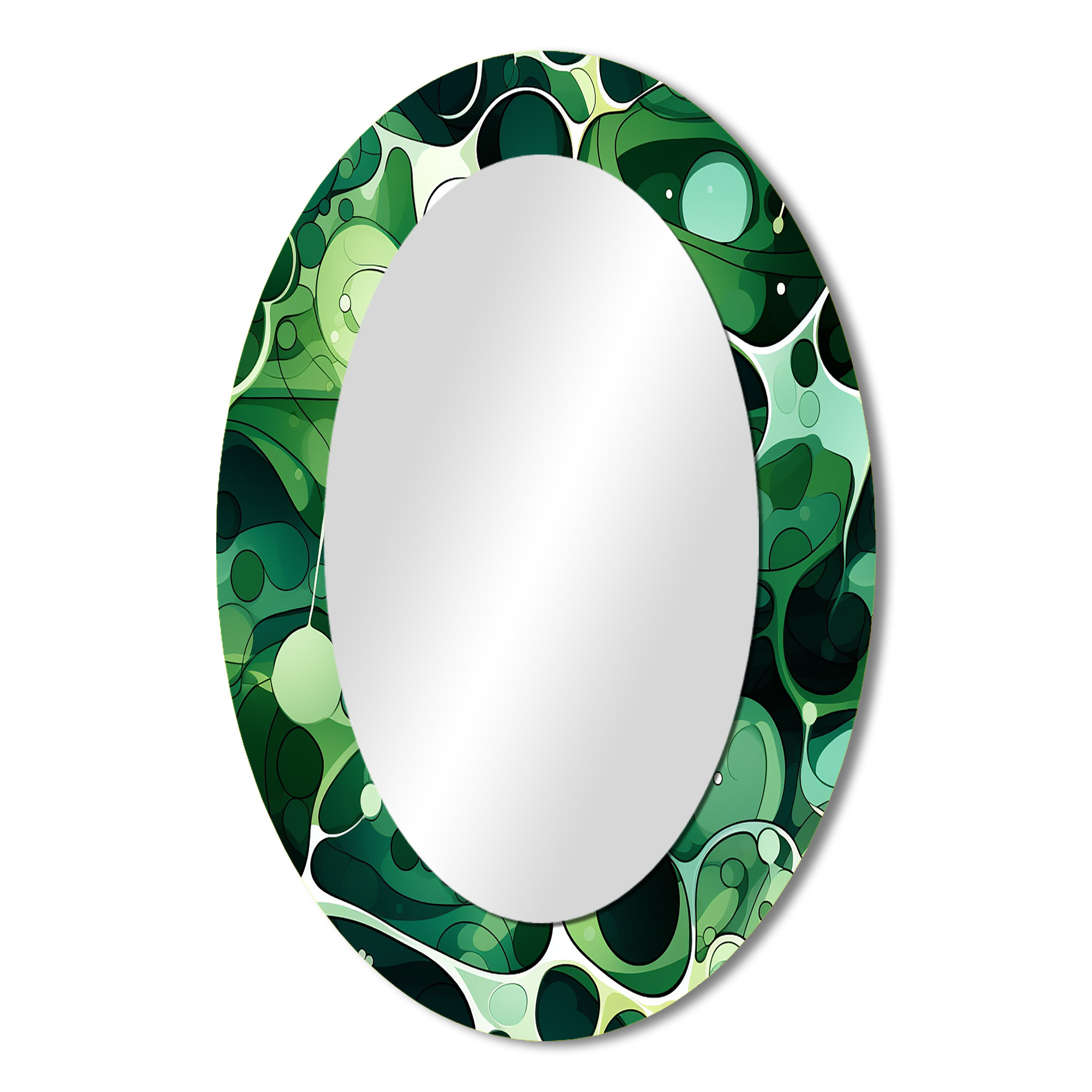 Mirror Tangles East Urban Home Green Popart Techno Tangles - Modern Oval Wall Mirror ...