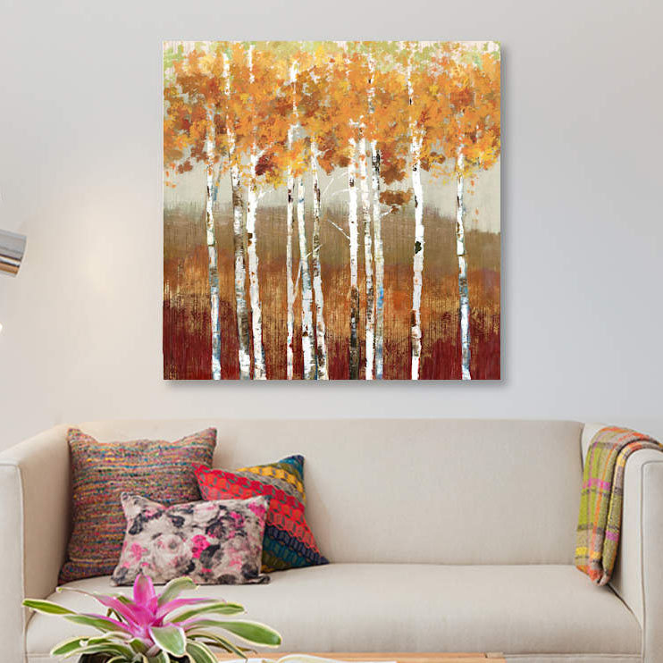 «Golden Landscape» par Allison Pearce - impression, H 26 po x l 26 po x P 1,5 po, Toile tendue, Pas de tapis