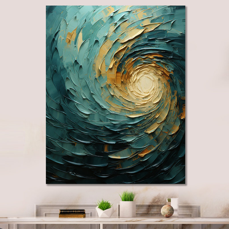 Impression sur toile Majestic Motion Teal Spiral IV - Abstract Spirals_106114, H 32 po x l 24 po x P 1 po, Toile tendue
