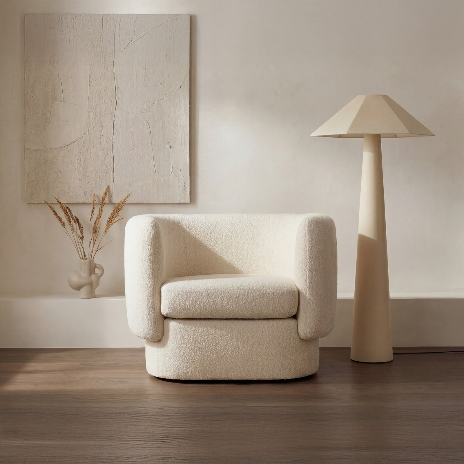 Petrus 49" Floor Lamp, Cream, Cream