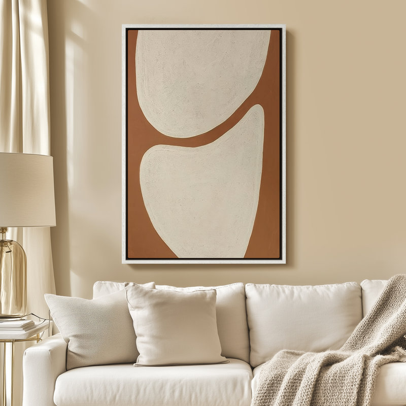 Framed Canvas Wall Art - White Geometric Abstract Wall Prints for Bedroom - 24"x36", 36" H x 24" W, White