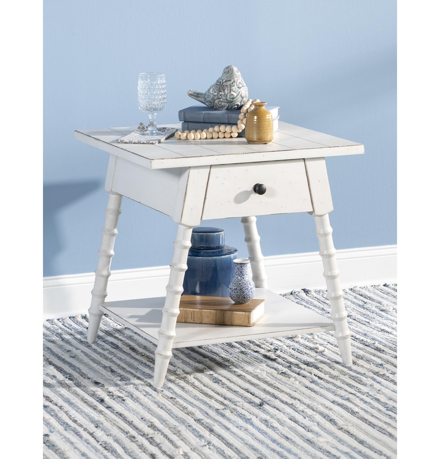 Country Living Bobbin End Table, White