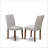 7 Piece Dining Table Set Consist of a Round Dining Room Table with Pedestal and 6 Doeskin Linen Fabric Upholstered Chairs, Antique Walnut-1721541405-1721541404