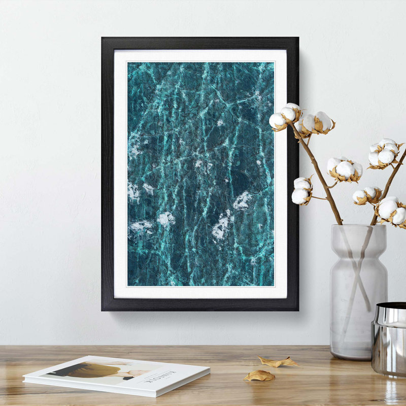 A Frozen Lake in Abstract - Framed Print, 45cm H x 33cm W x 2cm D, Black Framed