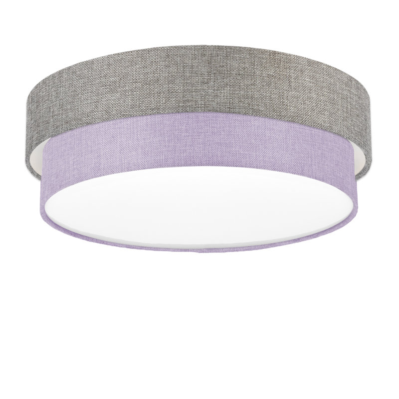 Elsemarie Fabric Flush Mount, Purple, Grey