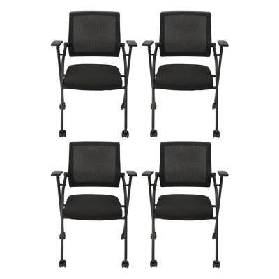 Ensemble de 4 chaises de conférence, chaise de bureau à roulettes, dossier ergonomique et respirant