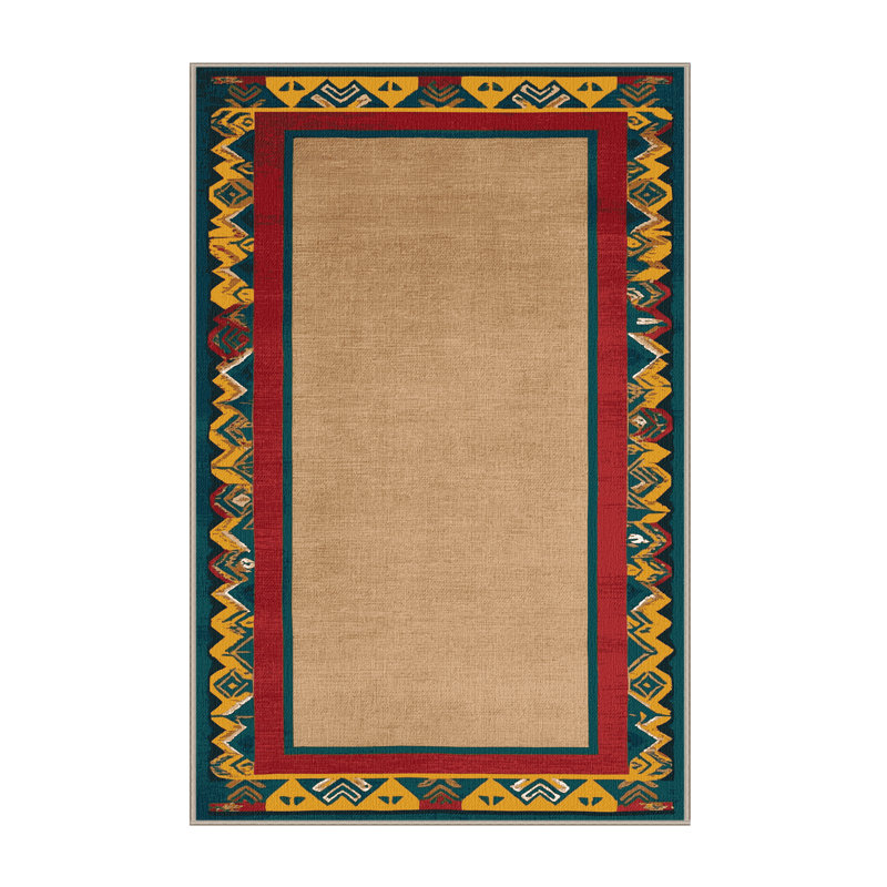  Washable Tribal Pattern Border Hawaiian Area Rug, Rectangle 5 pi x 8 pi