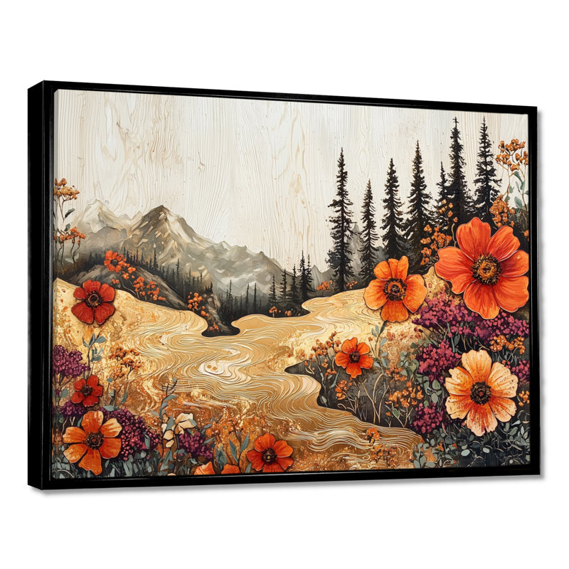 «Genese Wildflowers Flowers On A Wood Slide River IV - Wildflowers», reproduction sur toile, H 30 po x l 40 po