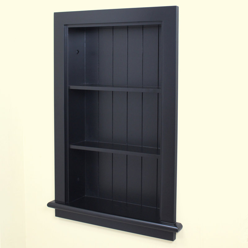 Niche murale encastrée 14x24 Aiden par Fox Hollow Furnishings, Dossier noir en lambris noir